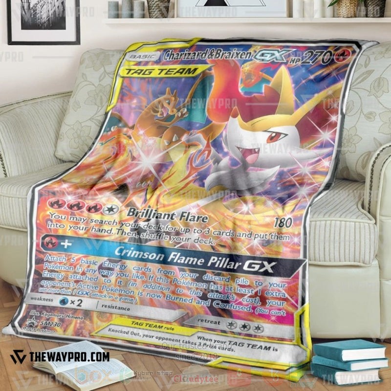 Anime Pokemon Charizard And Braixen Gx Blanket Anime Pokemon Charizard And Braixen Gx Blanket