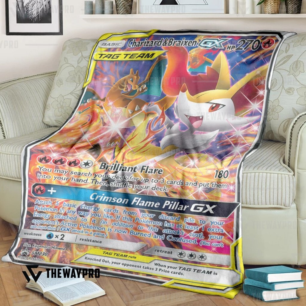 Anime Pokemon Charizard Braixen Gx Custom Soft Blanket Anime Pokemon Charizard Braixen Gx Custom Soft Blanket