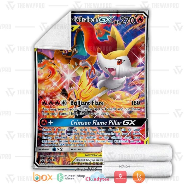 Anime-Pokemon-Charizard-Braixen-Gx-Soft-Blanket-2