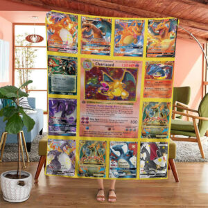 Anime Pokemon Charizard Cards Custom Soft Blanket