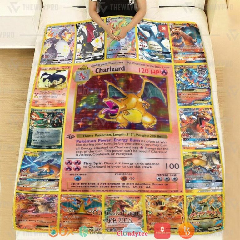 Anime-Pokemon-Charizard-Cards-Soft-Blanket-2