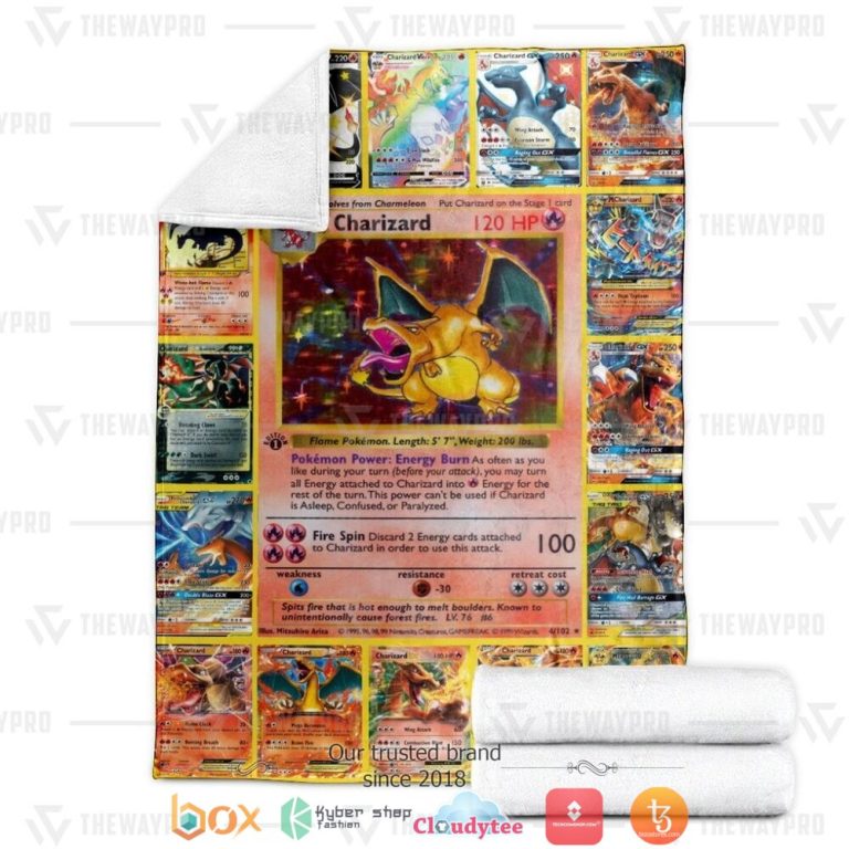 Anime-Pokemon-Charizard-Cards-Soft-Blanket-3