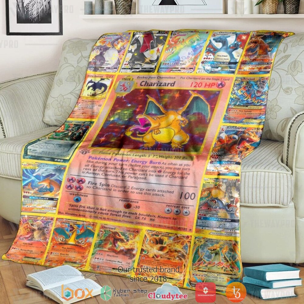Anime Pokemon Charizard Cards Soft Blanket Anime Pokemon Charizard Cards Soft Blanket