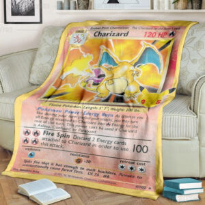 Anime Pokemon Charizard Celebrations Full Print Soft Blanket