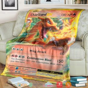 Anime Pokemon Charizard Ex Evolutions Soft Blanket