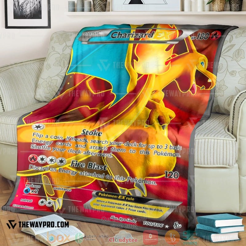 Anime Pokemon Charizard Ex Flashfire Soft Blanket Anime Pokemon Charizard Ex Flashfire Soft Blanket