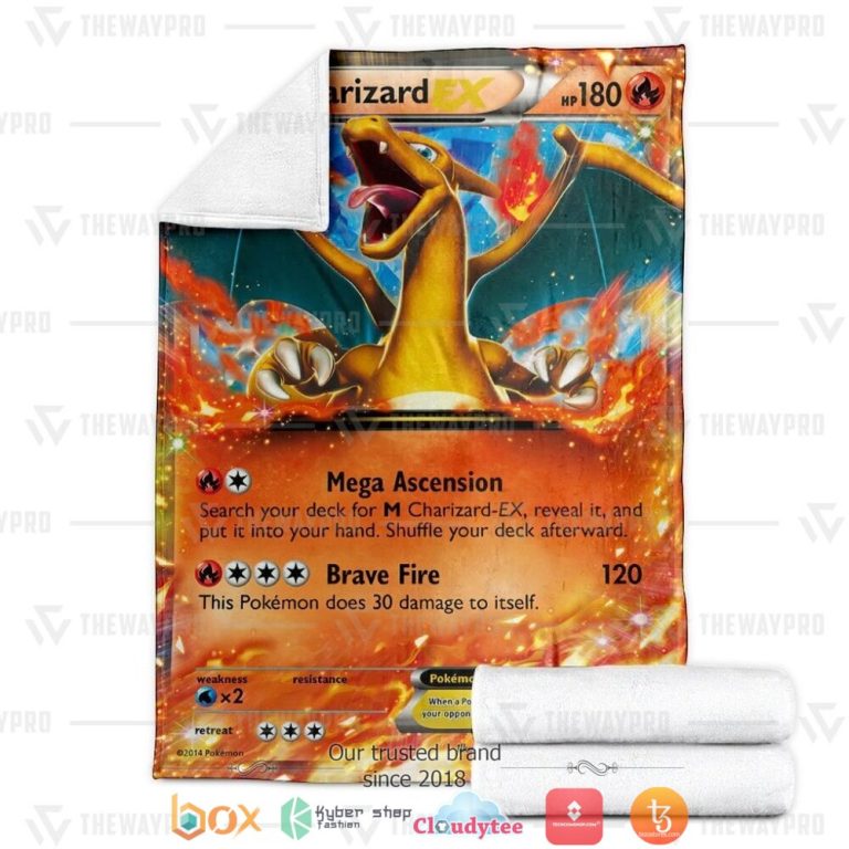 Anime-Pokemon-Charizard-Ex-Xy-Promos-2-Soft-Blanket-2
