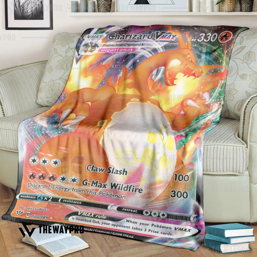 Anime Pokemon Charizard Vmax Darkness Ablaze Blanket Anime Pokemon Charizard Vmax Darkness Ablaze Blanket