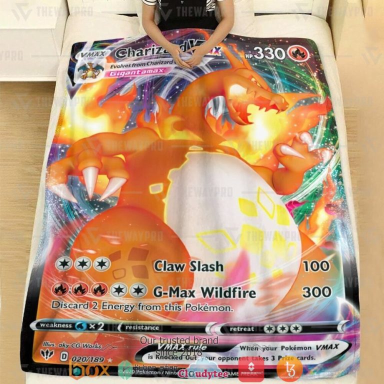 Anime-Pokemon-Charizard-Vmax-Darkness-Ablaze-Soft-Blanket-1