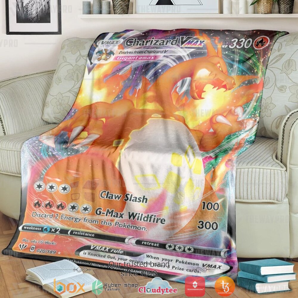 Anime Pokemon Charizard Vmax Darkness Ablaze Soft Blanket Anime Pokemon Charizard Vmax Darkness Ablaze Soft Blanket
