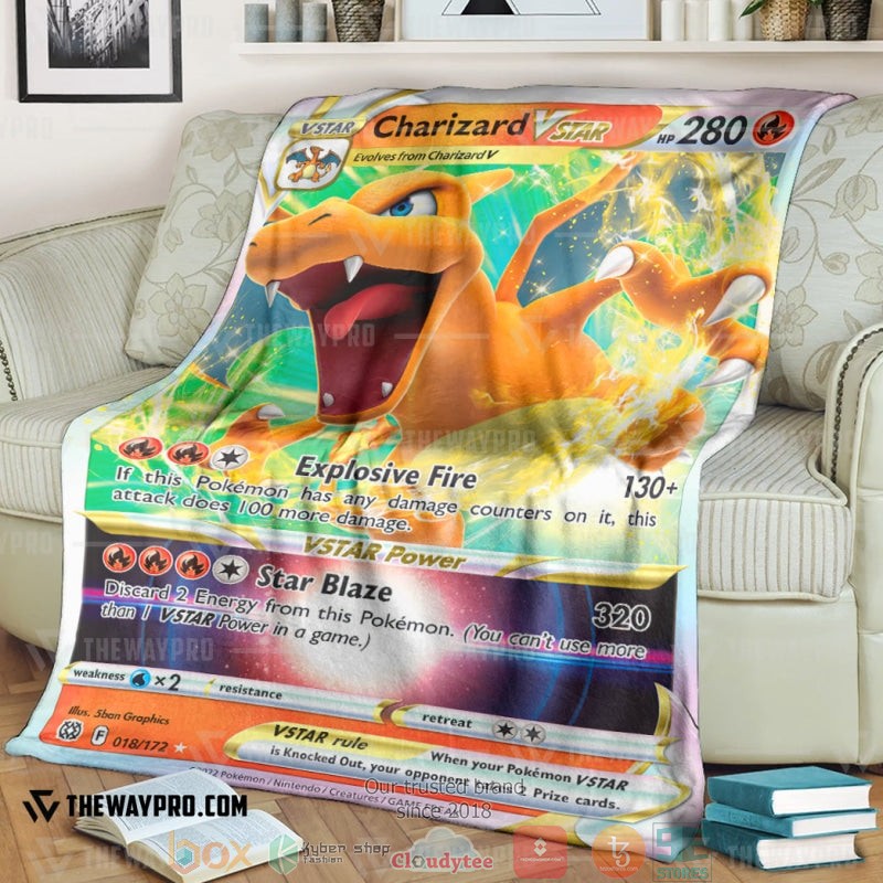 Anime Pokemon Charizard Vstar 2022 Soft Blanket Anime Pokemon Charizard Vstar 2022 Soft Blanket