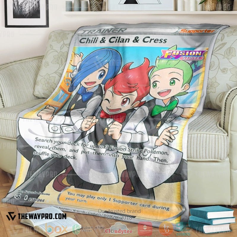 Anime Pokemon Chili Cilan Cress Trainer Soft Blanket Anime Pokemon Chili Cilan Cress Trainer Soft Blanket