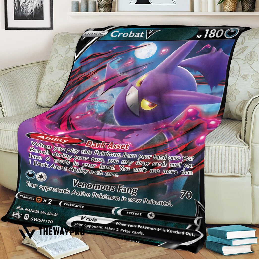 Anime Pokemon Crobat V Custom Soft Blanket Anime Pokemon Crobat V Custom Soft Blanket