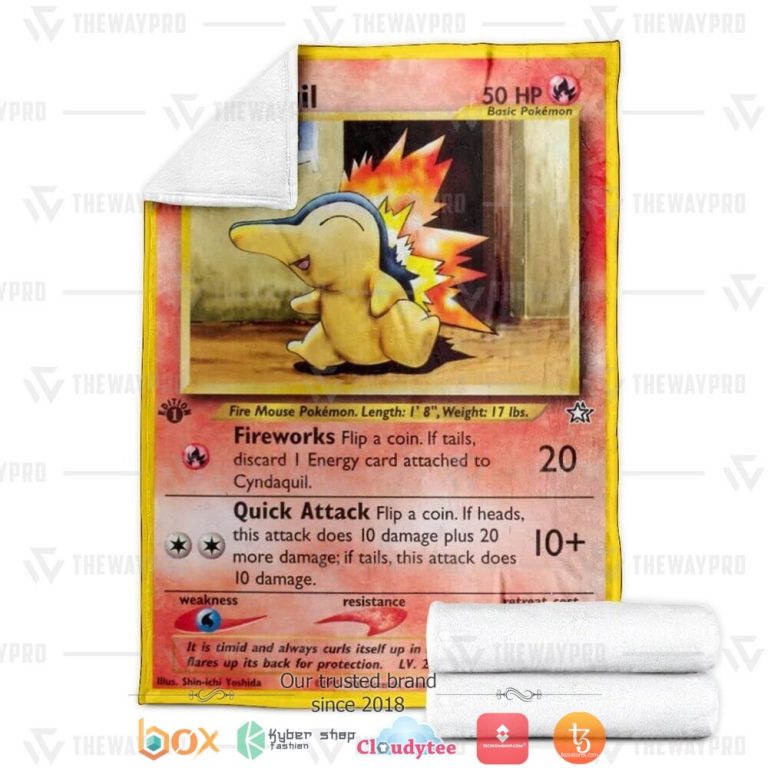 Anime-Pokemon-Cyndaquil-1St-Edition-Fireworks-Soft-Blanket-2