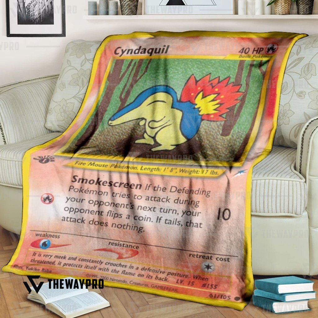 Anime Pokemon Cyndaquil 1St Edition Smokescreen Custom Soft Blanket Anime Pokemon Cyndaquil 1St Edition Smokescreen Custom Soft Blanket