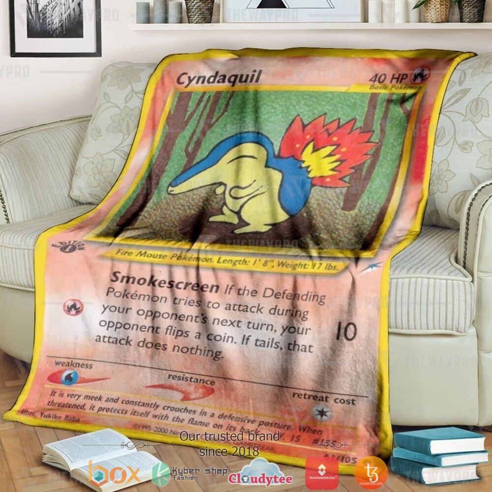 Anime Pokemon Cyndaquil 1St Edition Smokescreen Soft Blanket Anime Pokemon Cyndaquil 1St Edition Smokescreen Soft Blanket