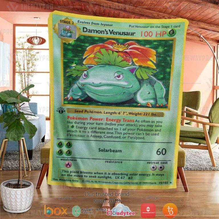 Anime-Pokemon-DamonS-Venusaur-First-Edition-Soft-Blanket-1