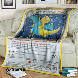 Anime Pokemon Dark Dragonite 1St Edition Custom Soft Blanket