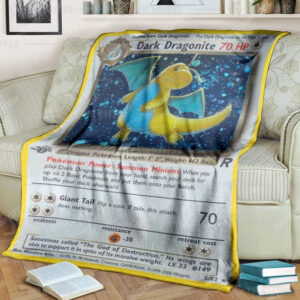 Anime Pokemon Dark Dragonite 1St Edition Full Print Soft Blanket