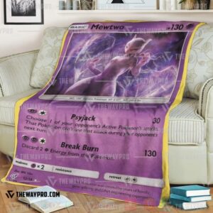 Anime Pokemon Detective Pikachu Rare Holo Mewtwo Blanket