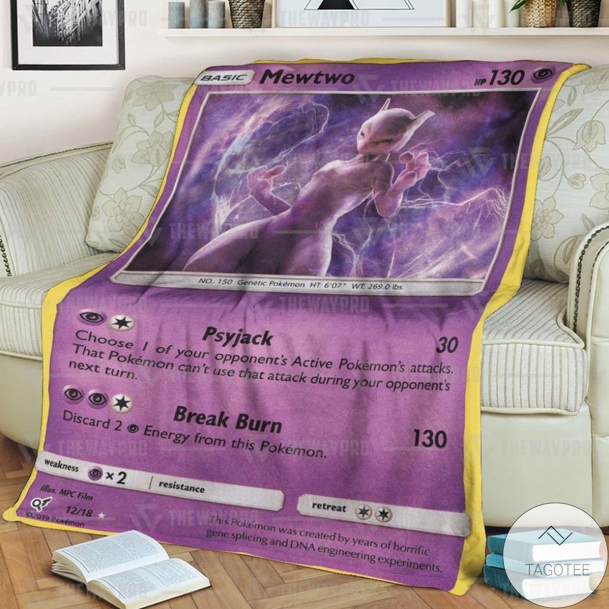 Anime Pokemon Detective Pikachu Rare Holo Mewtwo Custom Blanket Anime Pokemon Detective Pikachu Rare Holo Mewtwo Custom Blanket