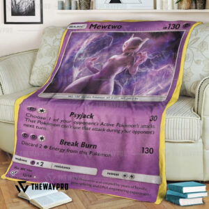 Anime Pokemon Detective Pikachu Rare Holo Mewtwo Custom Soft Blanket