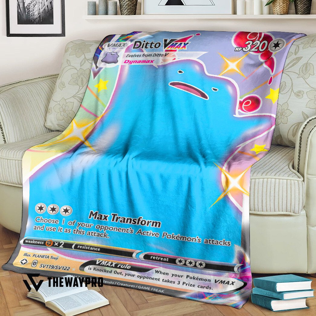 Anime Pokemon Ditto Vmax Shining Fates Blanket Anime Pokemon Ditto Vmax Shining Fates Blanket