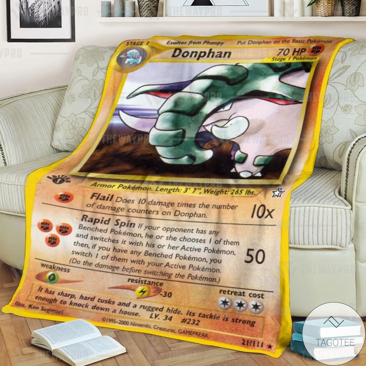 Anime Pokemon Donphan Neo Genesis Custom Blanket Anime Pokemon Donphan Neo Genesis Custom Blanket