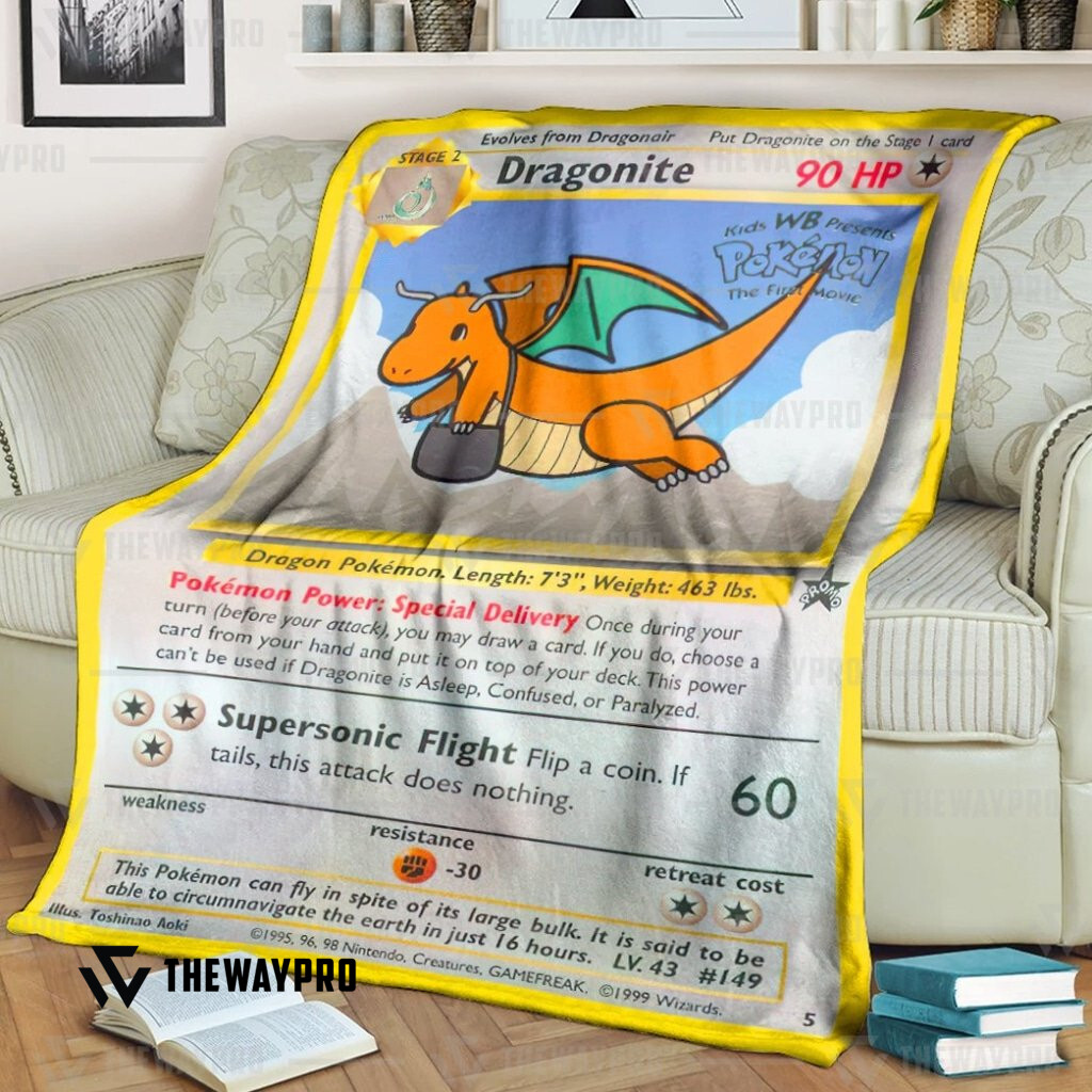 Anime Pokemon Dragonite Custom Soft Blanket Anime Pokemon Dragonite Custom Soft Blanket