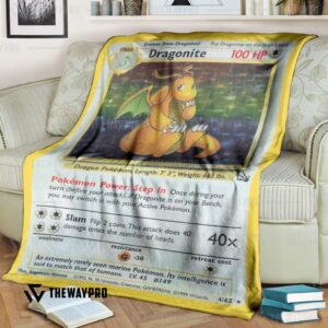 Anime Pokemon Dragonite Holo 1St Edition Blanket