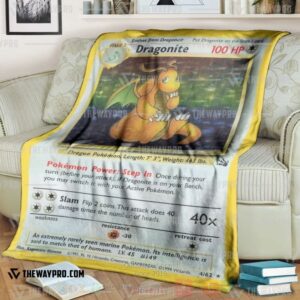 Anime Pokemon Dragonite Holo 1St Edition Blanket 2