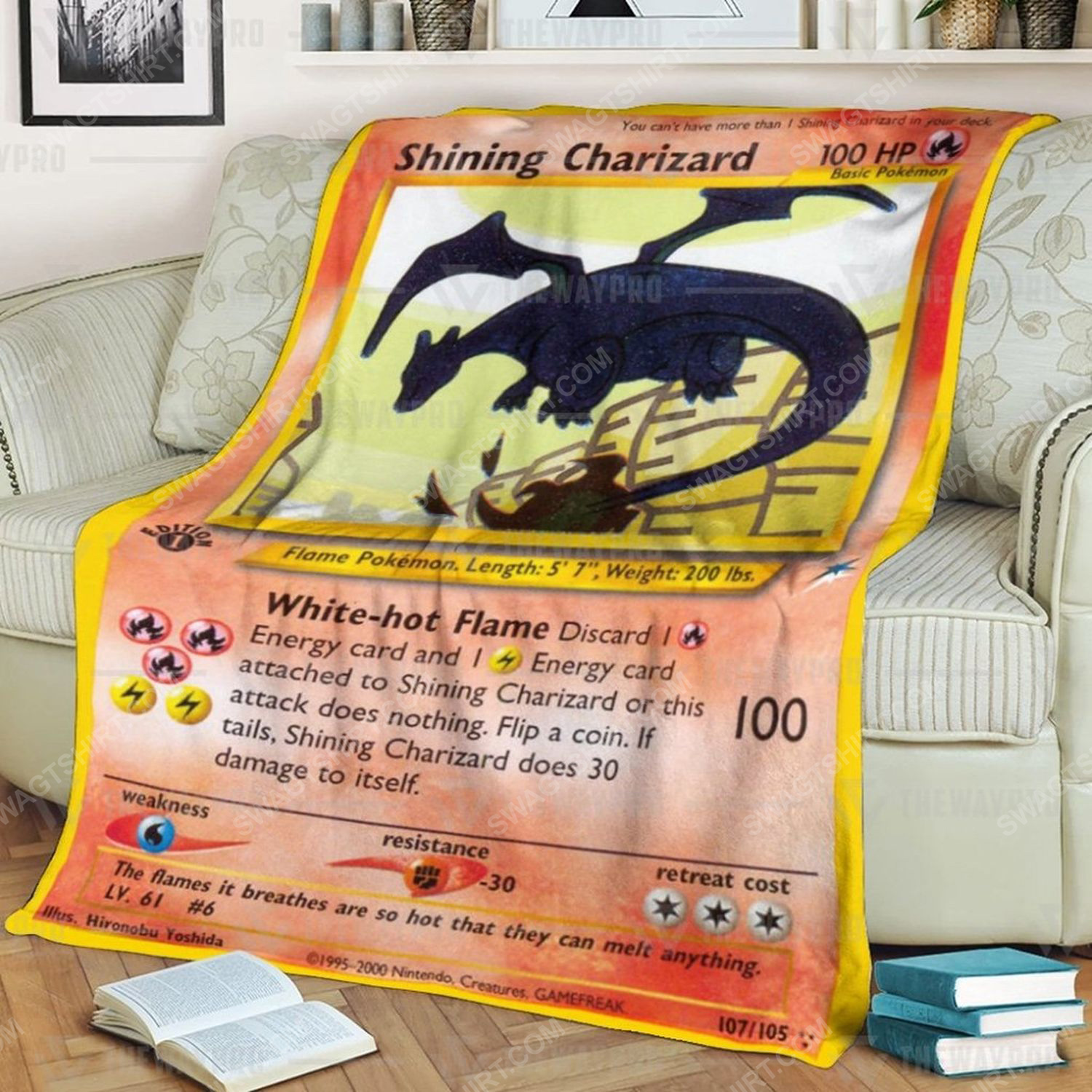 Anime Pokemon Edition Shining Charizard Full Print Soft Blanket Anime Pokemon Edition Shining Charizard Full Print Soft Blanket