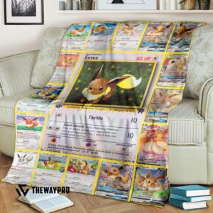 Anime Pokemon Eevee Cards Blanket