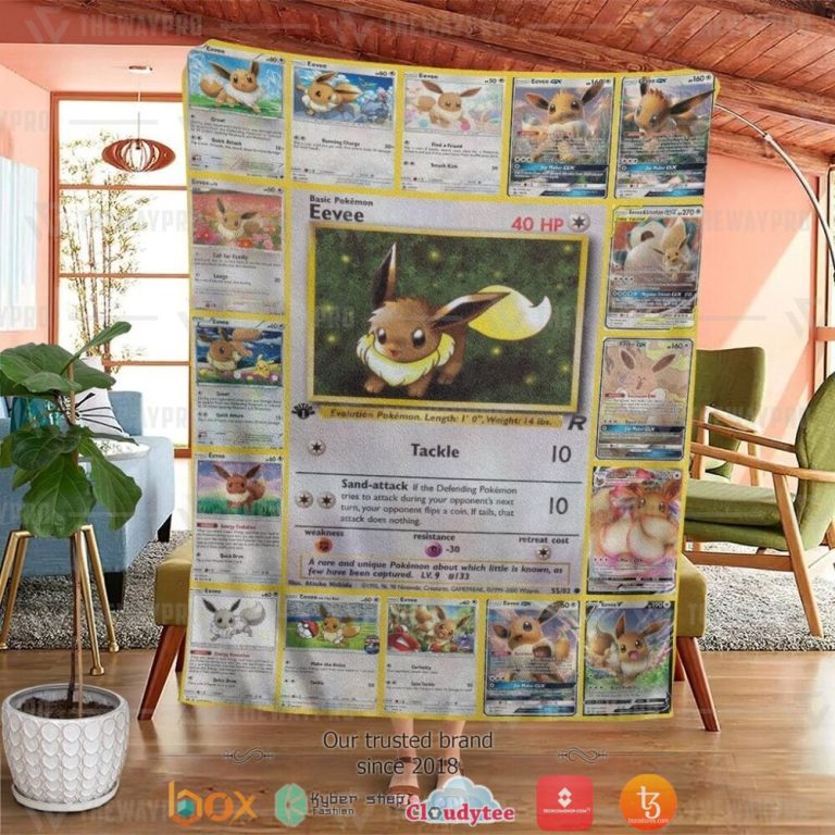 Anime-Pokemon-Eevee-Cards-Soft-Blanket-1