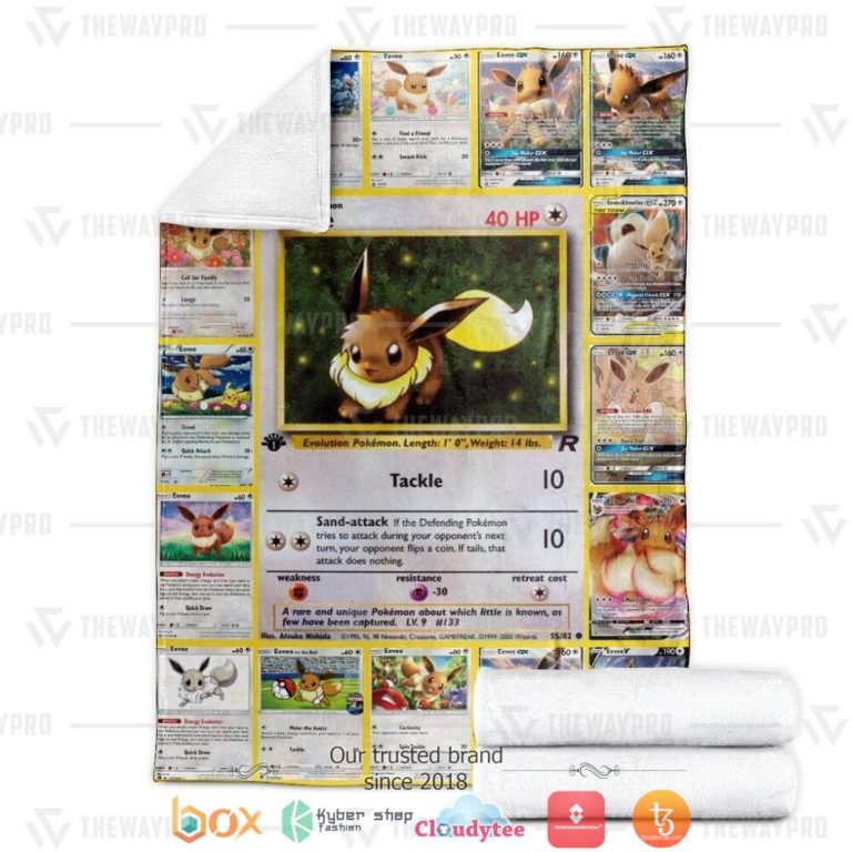 Anime-Pokemon-Eevee-Cards-Soft-Blanket-3