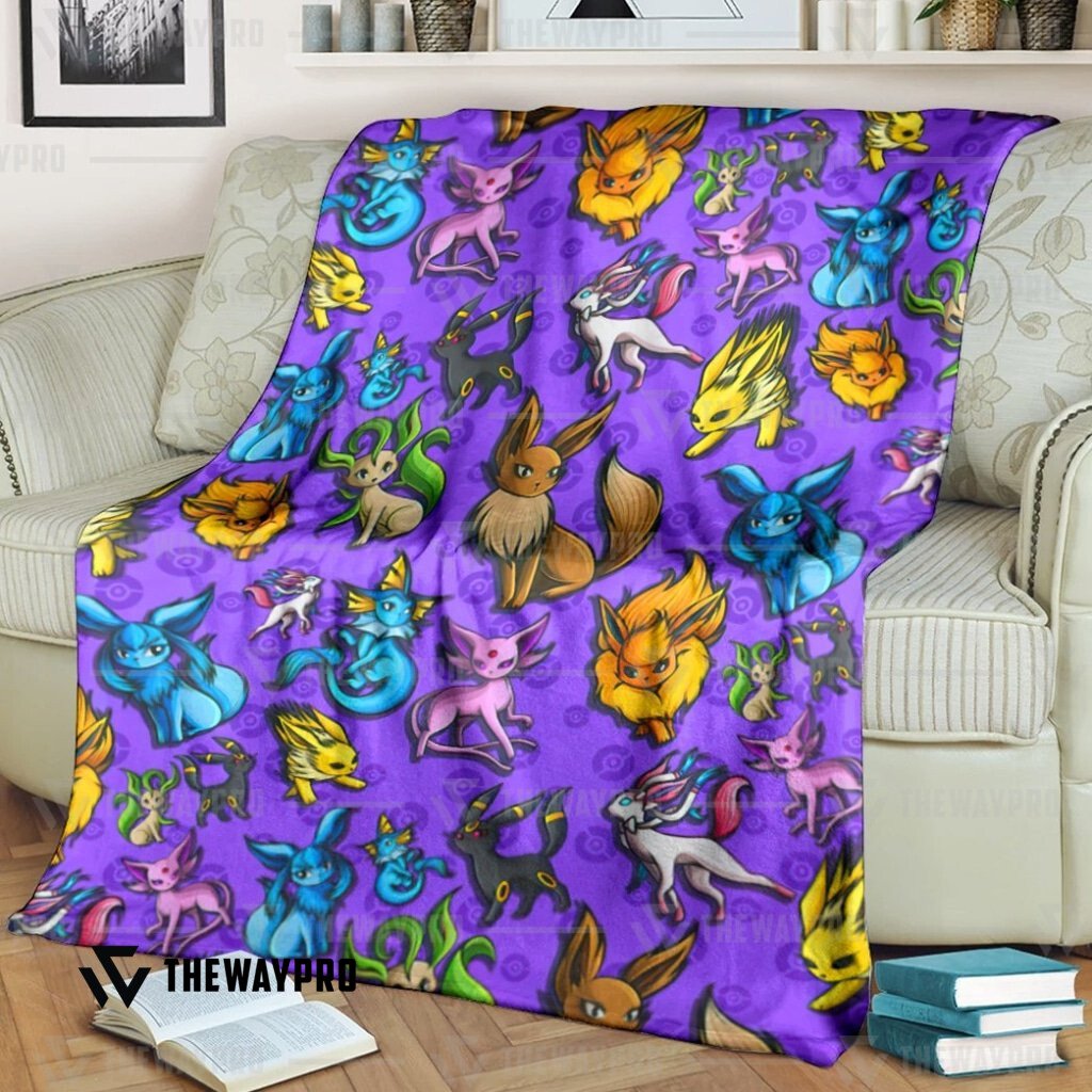 Anime Pokemon Eevee Eeveelutions Custom Soft Blanket Anime Pokemon Eevee Eeveelutions Custom Soft Blanket