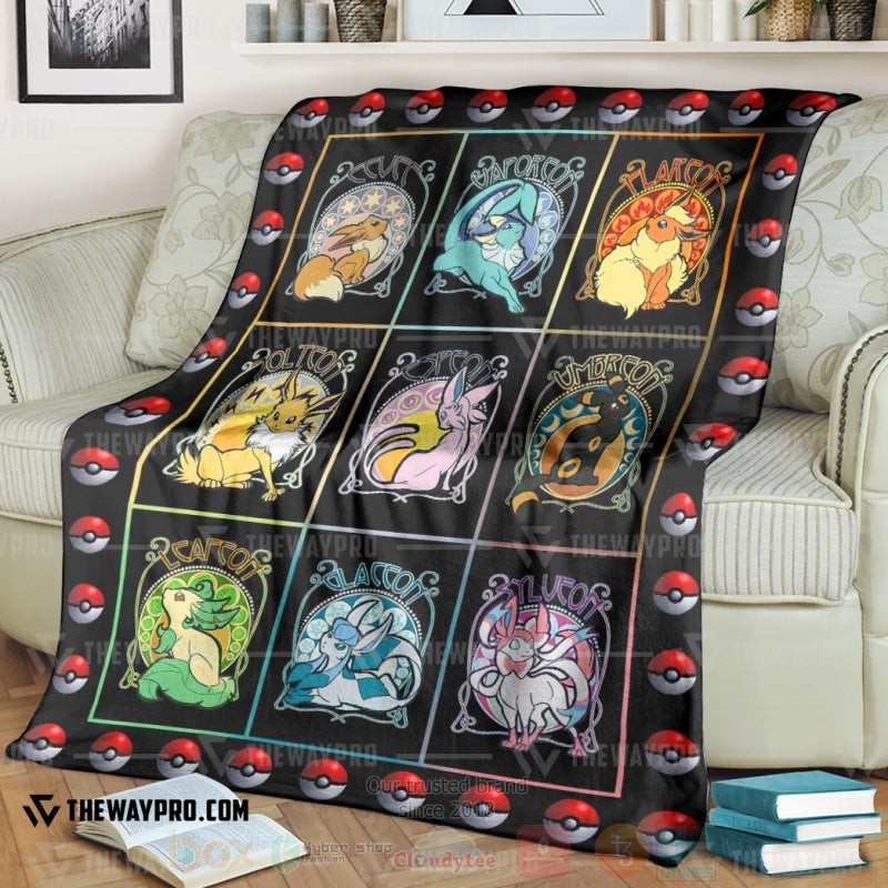 Anime Pokemon Eevee Evolution Poke Ball Blanket Anime Pokemon Eevee Evolution Poke Ball Blanket