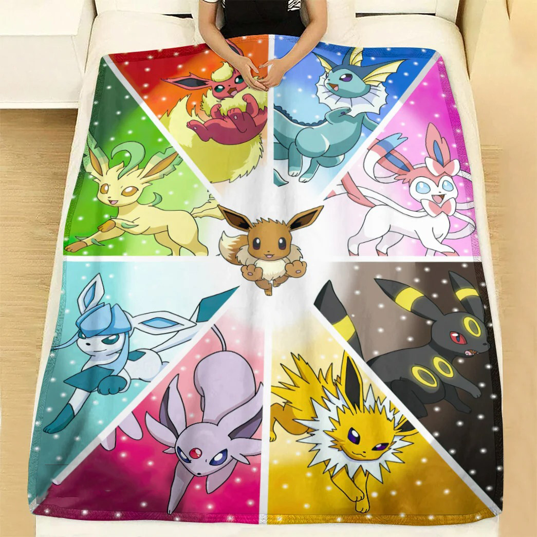 Anime Pokemon Eeveelutions Custom Soft Blanket Anime Pokemon Eeveelutions Custom Soft Blanket
