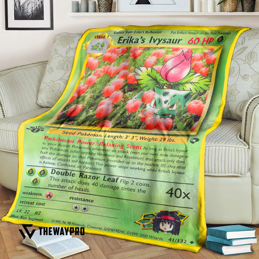 Anime Pokemon Erikas Ivysaur Gym Challenge Custom Blanket Anime Pokemon Erikas Ivysaur Gym Challenge Custom Blanket
