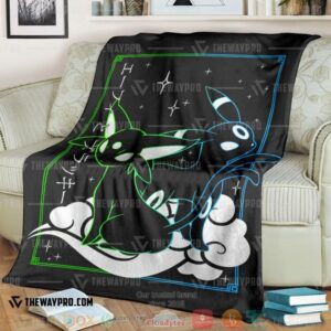 Anime Pokemon Espeon Umbreon Cloud Black Soft Blanket