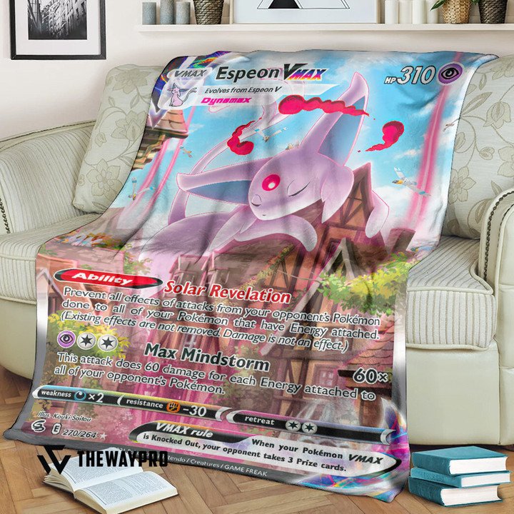 Anime Pokemon Espeon Vmax Fusion Strike Custom Soft Blanket Anime Pokemon Espeon Vmax Fusion Strike Custom Soft Blanket