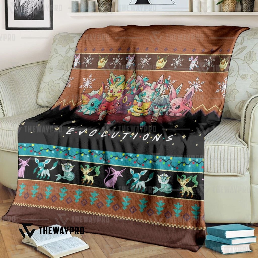 Anime Pokemon Evolutions Custom Soft Blanket Anime Pokemon Evolutions Custom Soft Blanket