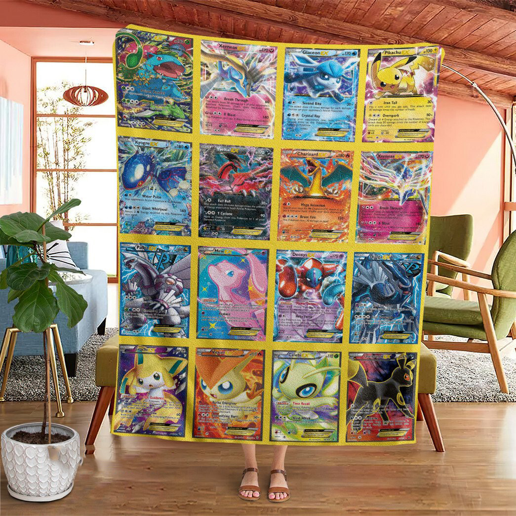 Anime Pokemon Ex 2 Cards Custom Soft Blanket Anime Pokemon Ex 2 Cards Custom Soft Blanket
