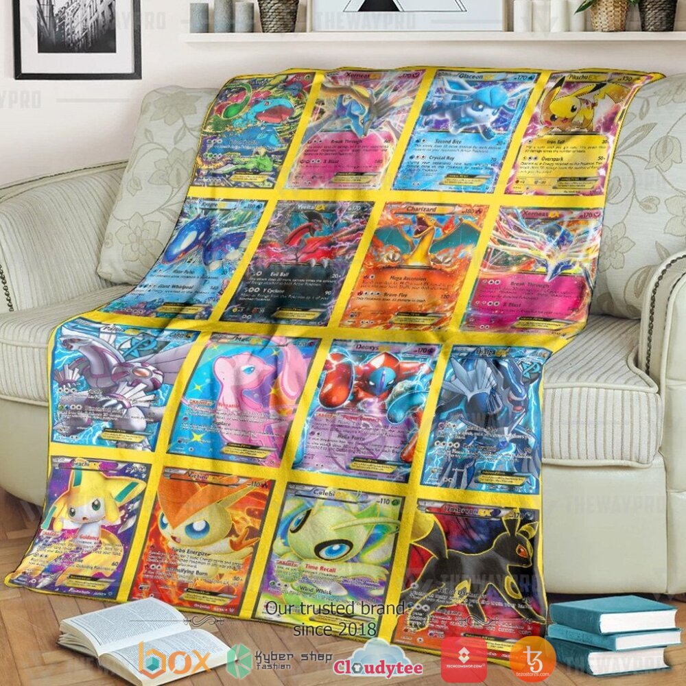Anime Pokemon Ex 2 Cards Version 3 Soft Blanket Anime Pokemon Ex 2 Cards Version 3 Soft Blanket