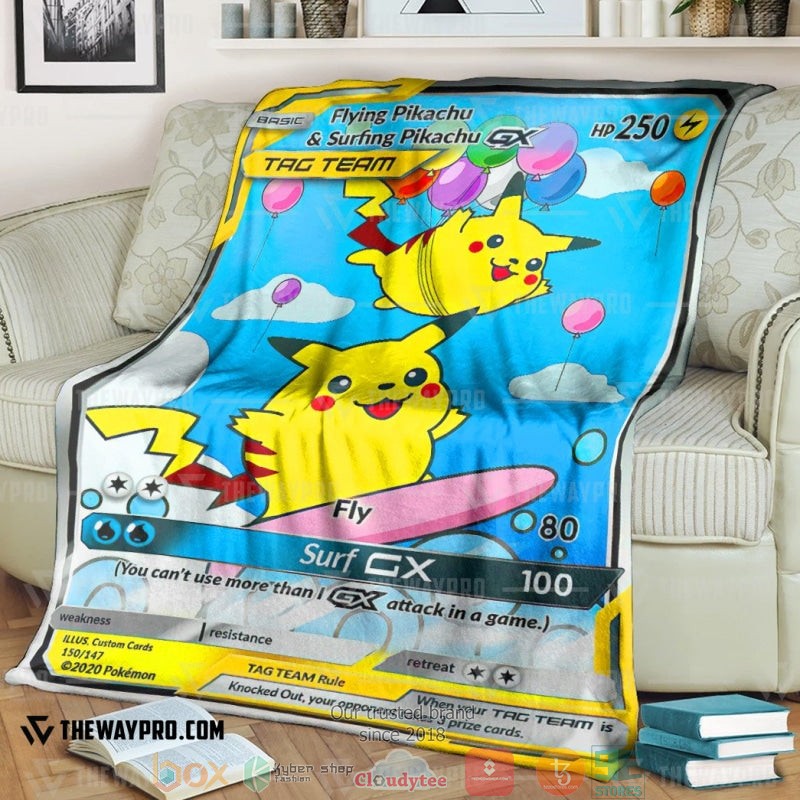 Anime Pokemon Flying Surfing Pikachu Tag Team Gx Soft Blanket Anime Pokemon Flying Surfing Pikachu Tag Team Gx Soft Blanket