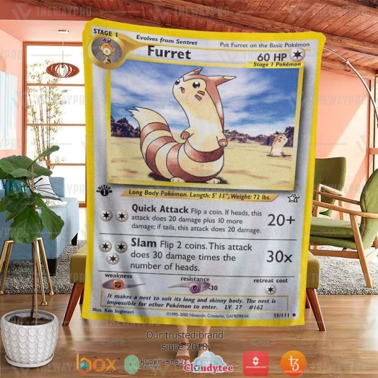 Anime-Pokemon-Furret-Neo-Genesis-Soft-Blanket-1