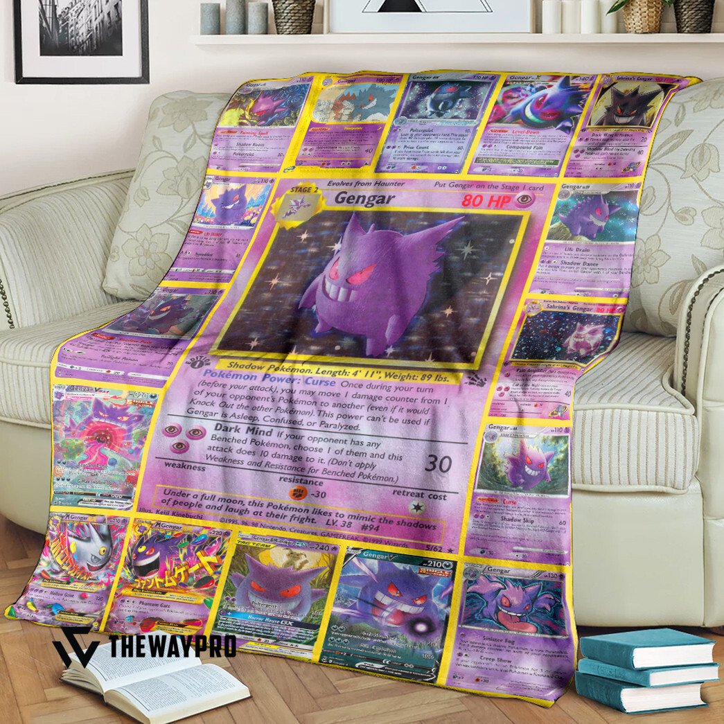 Anime Pokemon Gengar Cards Blanket Anime Pokemon Gengar Cards Blanket