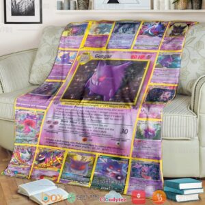 Anime Pokemon Gengar Cards Soft Blanket