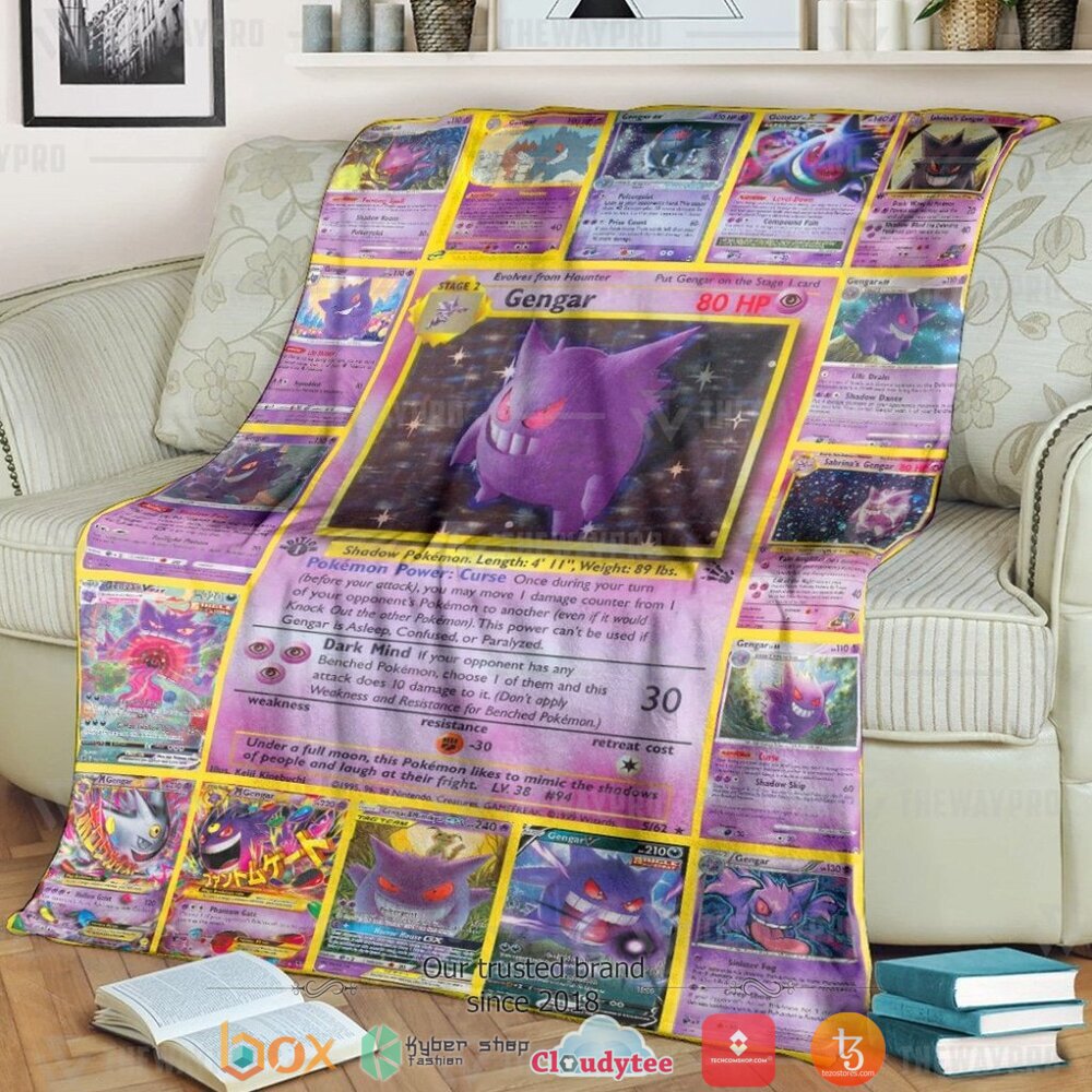 Anime Pokemon Gengar Cards Soft Blanket Anime Pokemon Gengar Cards Soft Blanket