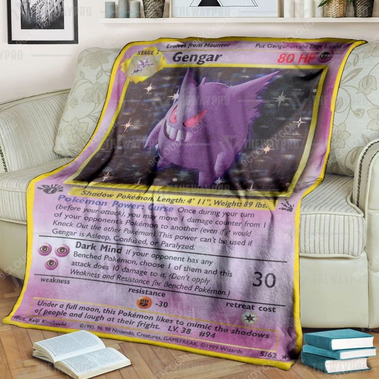 Anime Pokemon Gengar Holo 1St Edition Soft Blanket Anime Pokemon Gengar Holo 1St Edition Soft Blanket